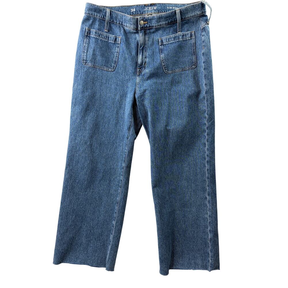 J.Crew Slim Wide-Leg Jeans • Frayed Hem - Size 34
